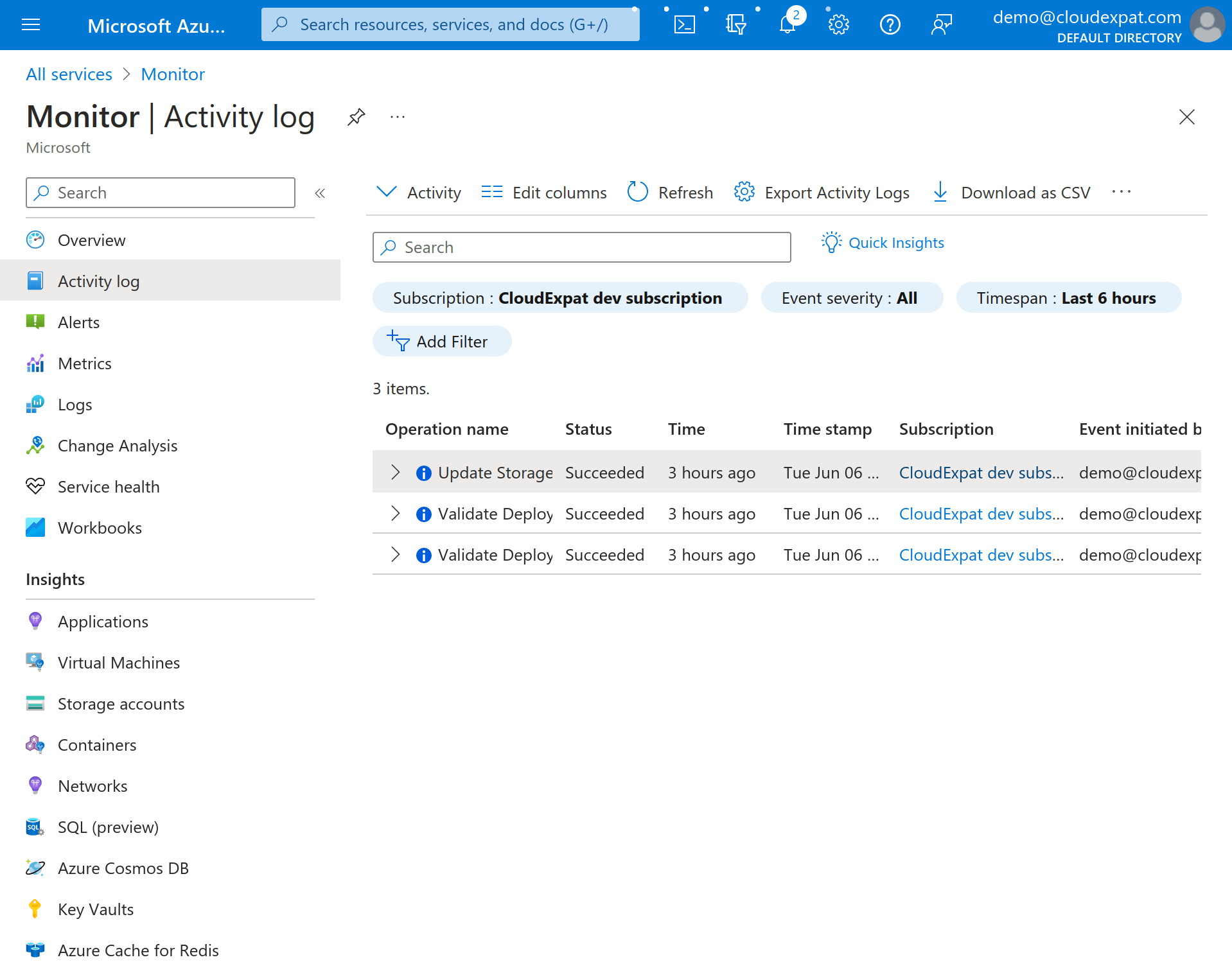 Azure Activity Log