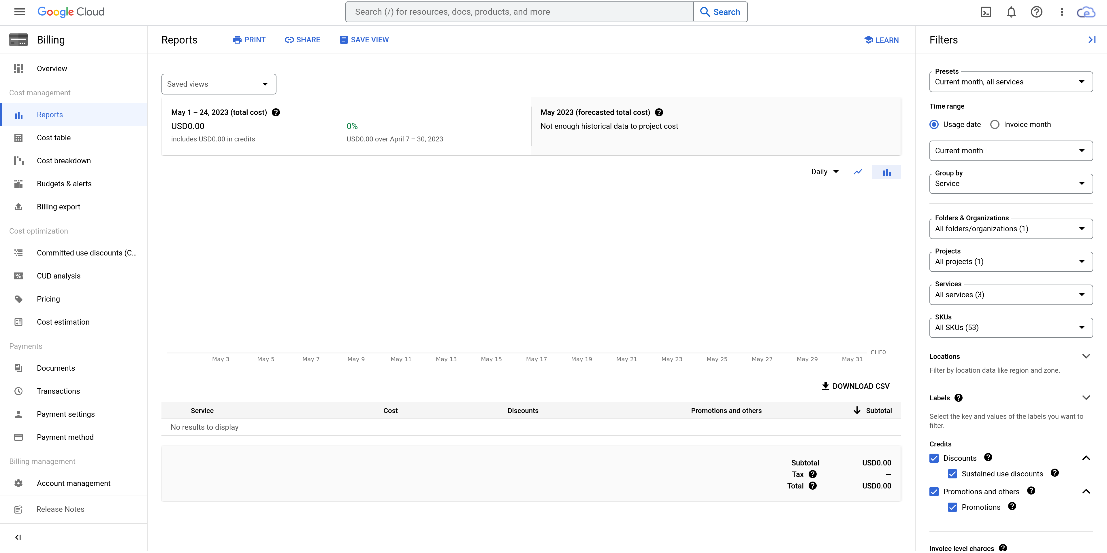 cloud billing reports screenshot